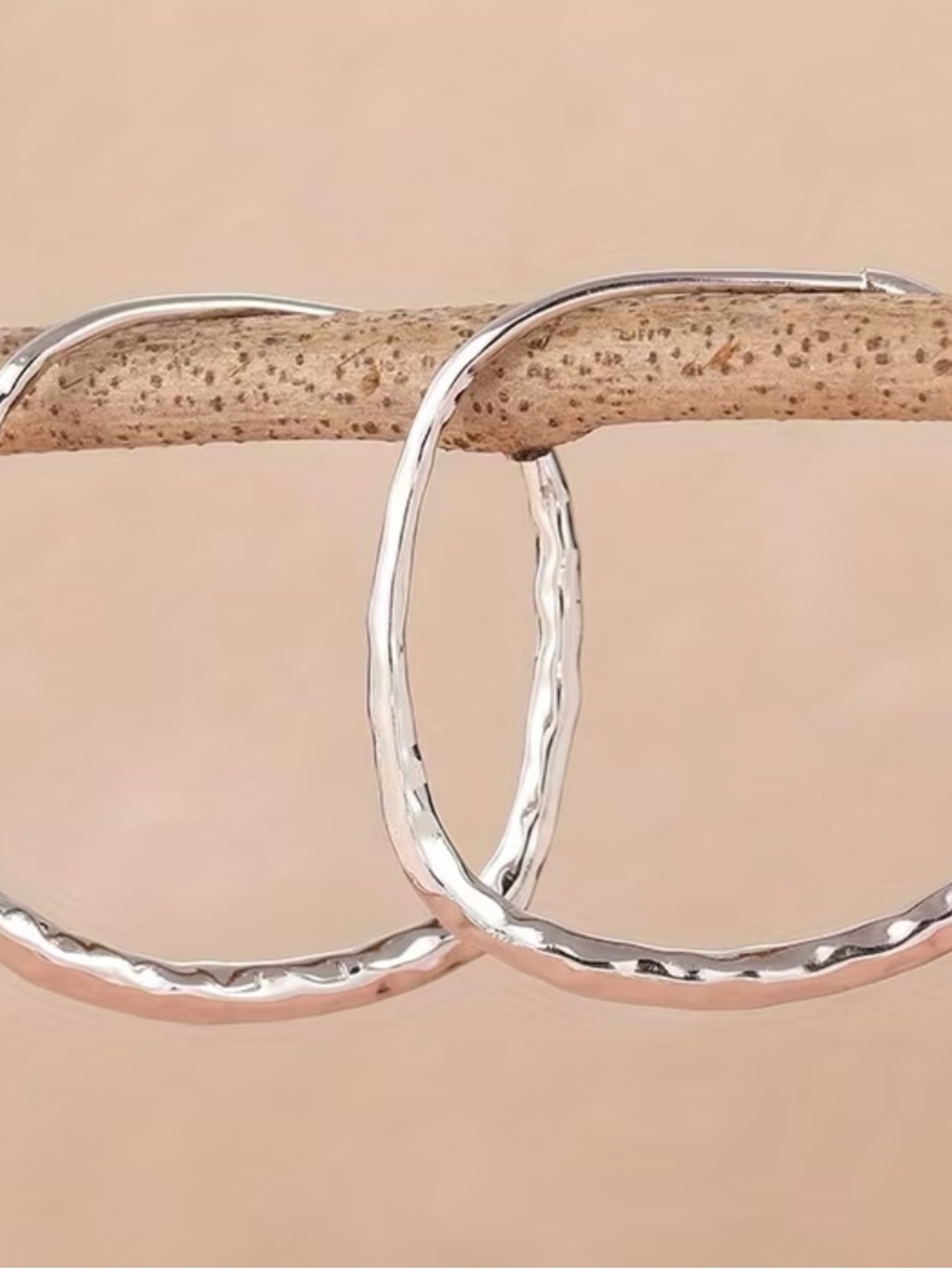 Silver Textured Hoop Earrings - Silver